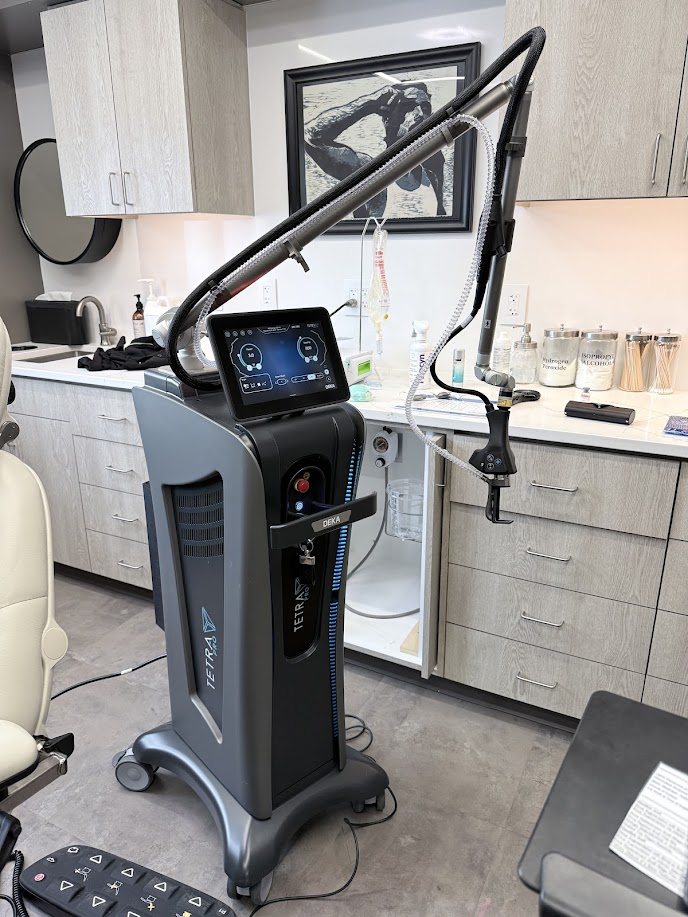 The DEKA Tetra PRO CO2 laser standing in a Refined treatment room